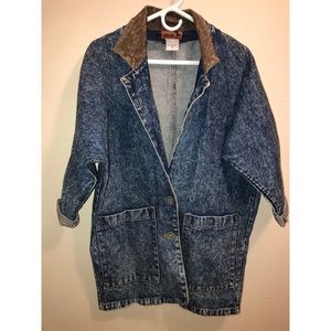 Prezzia genuine leather collar jean jacket